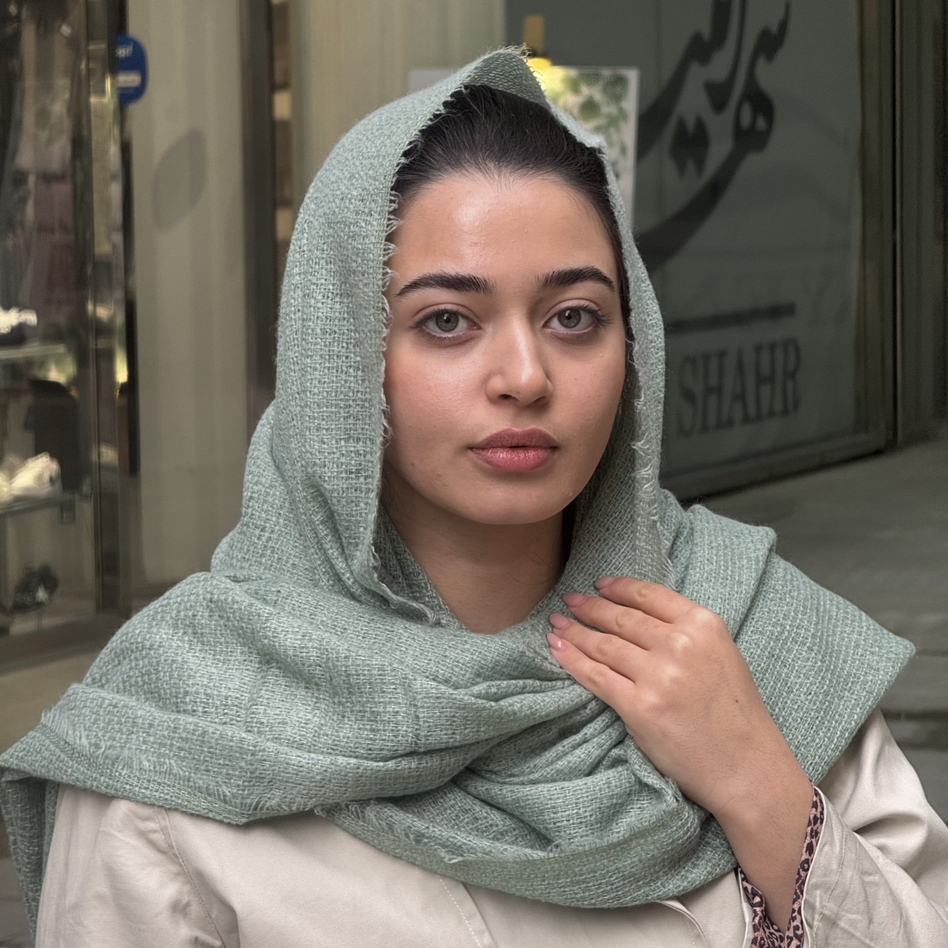 شال بیسیک موهر سبز مدل 108